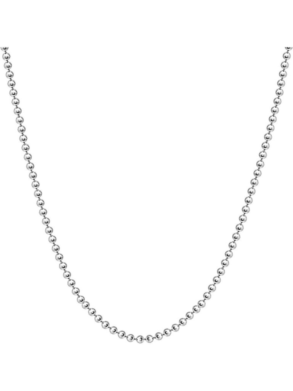 925 Sterling Silver Bead Ball Dog Tag Chain Necklace Gift Boxed for Him & Her